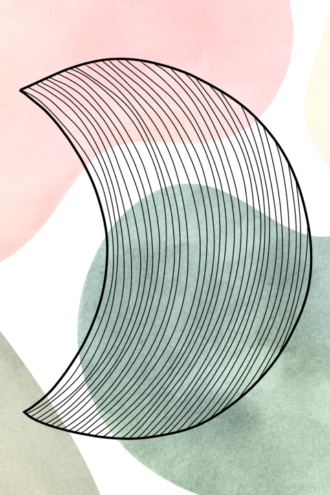 Wenskaart met waterverf grafische maan