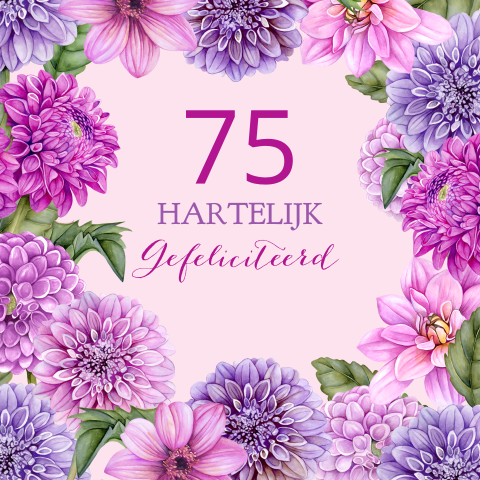 Felicitatiekaart verjaardag dahliabloemen