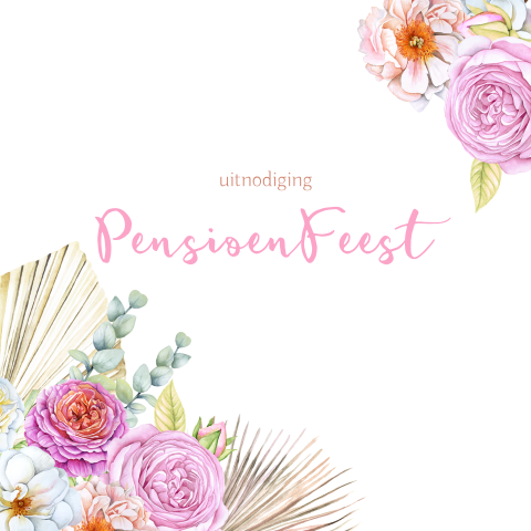 Pensioenfeest uitnodiging met botanische bloemen