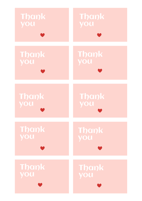 Kleine bedankkaartjes met tekst thank you 10x