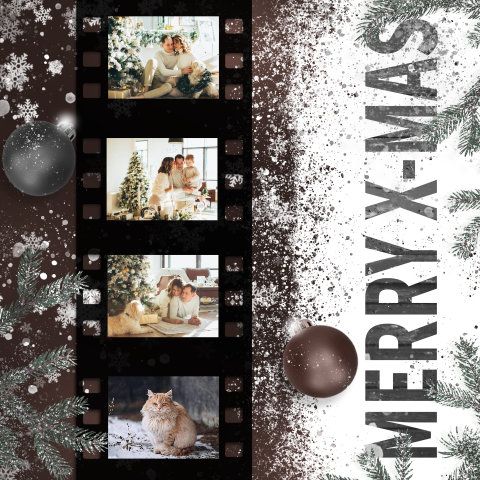 Kerstkaart met fotocollage dia 35mm X-mas