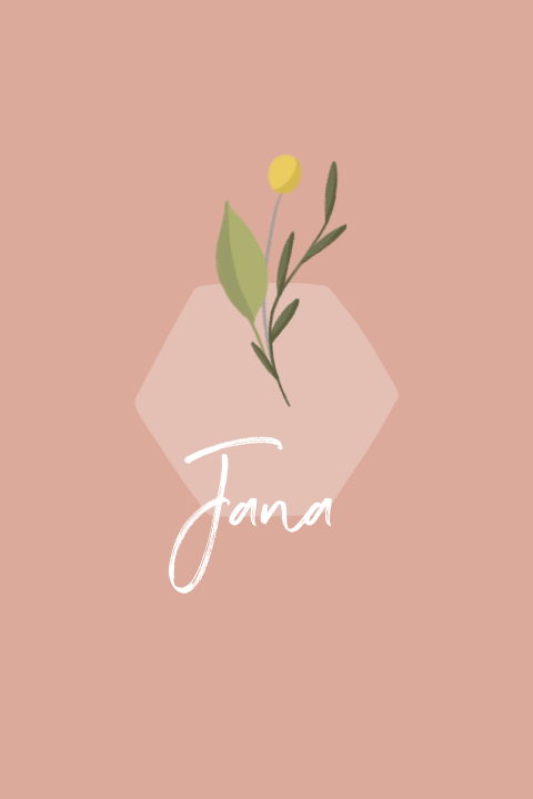 Minimalistisch geboortekaartje voor een meisje met bladeren