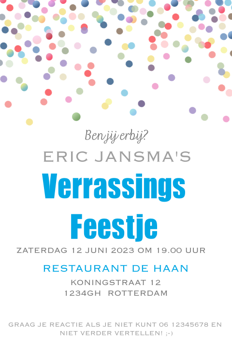 Hippe verrassingsfeest uitnodiging verjaardag