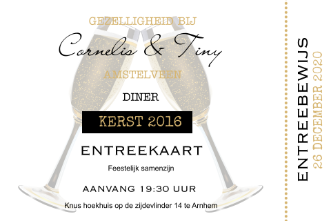 Ticket toegangsbewijs uitnodiging diner