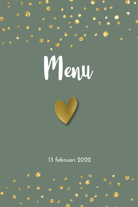 Menukaart spetters en gouden hart