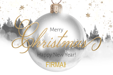 Zakelijke kerstkaart winters bos in kerstbal