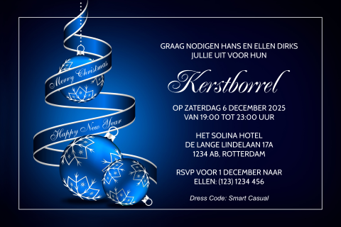Kerst uitnodiging voor kerstborrel of kerstdiner