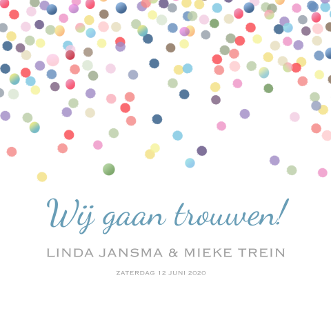 Lesbische trouwkaart voor 2 vrouwen met confetti