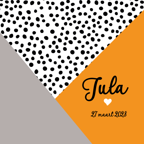 Strak geboortekaartje meisje okergeel gele vlakken geometrisch