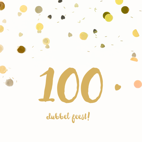 Uitnodiging dubbel feest verjaardag goud confetti