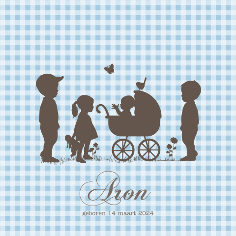 Silhouet geboortekaartje jongen vierde kindje 