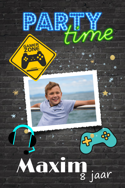 Uitnodiging kinderfeestje gamen