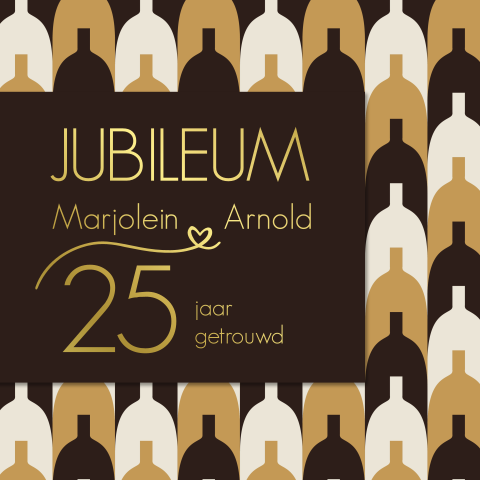 Jubileum Uitnodiging Art Deco Goudfolie 25 jaar getrouwd 