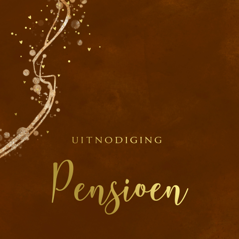 Prachtige uitnodiging pensioenfeest in cognac kleur