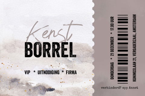 Kerstborrel uitnodiging ticket roze