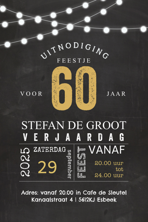 Goedkope uitnodiging verjaardag 60 jaar verjaardag enkel
