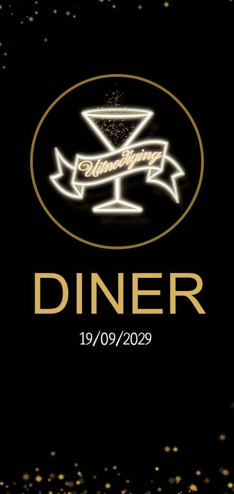 Uitnodiging etentje VIP black and gold