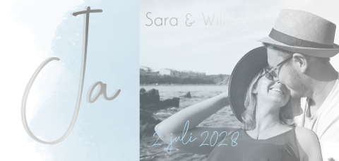 Trouwkaart met foto en Ja Panorama formaat 21 cm