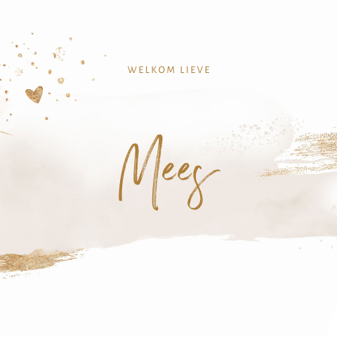 Modern geboortekaartje jongen beige watercolor