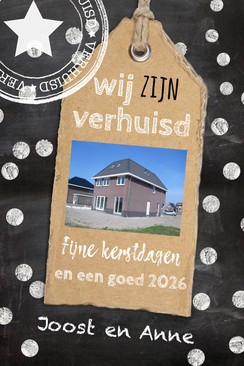 Kerst verhuiskaart met confetti met foto huis