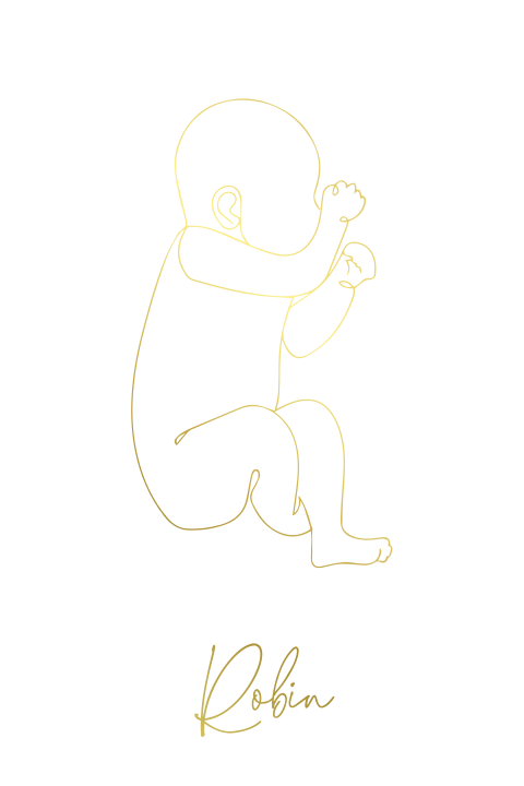 Geboortekaartje Neutraal met lijntekening baby