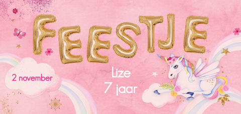 Uitnodiging kinderfeestje tekstballon unicorn