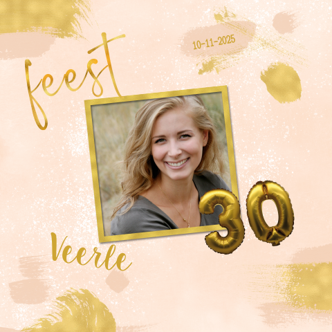 Uitnodiging 30e verjaardag vrouw roze en goud