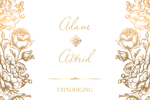 Jubileum uitnodiging liggend met goud look bloemen