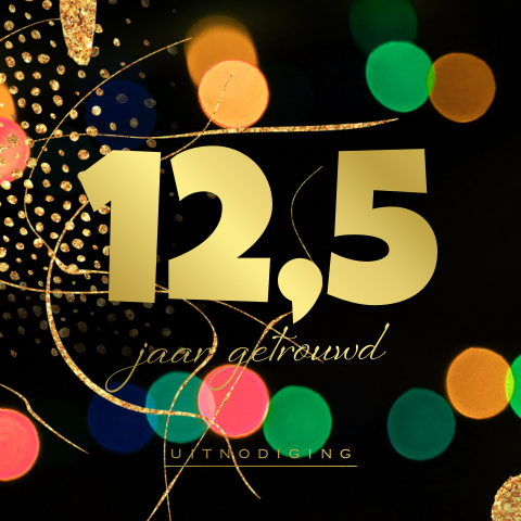 Feestelijke uitnodiging 12,5 jarig jubileum confetti