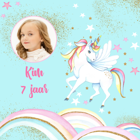 Uitnodiging kinderfeestje met unicorn