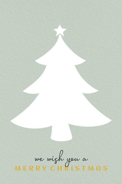 Kerstkaart met foto in uitgesneden kerstboom