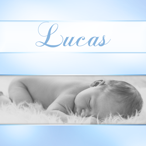 Klassiek geboortekaartje jongen parelmoer blauw