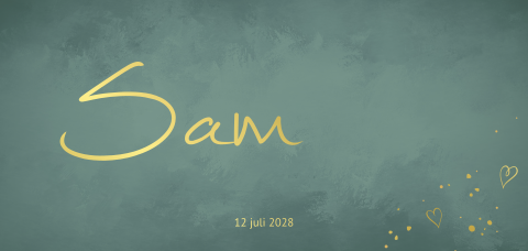 Stoer geboortekaartje Sam Goudfolie Groen met kleurverloop