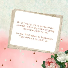 Uitnodiging jubileum vintage rozen 65 jaar getrouwd