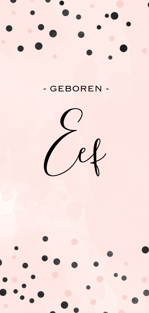 Geboortekaartje meisje met stippen en waterverf