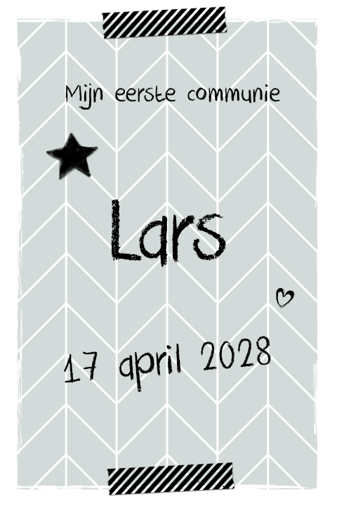 Uitnodiging communie mint groen en zwart