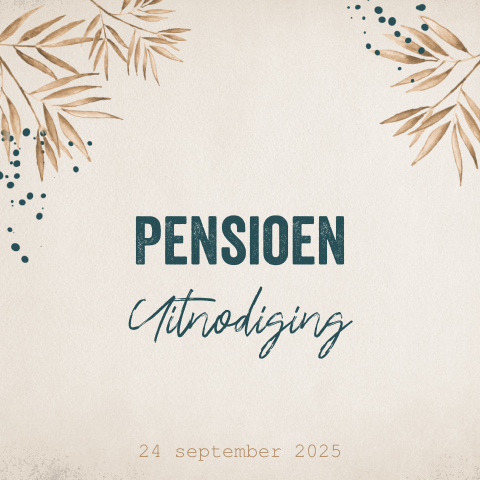 Met pensioen uitnodiging met bladeren en spetters