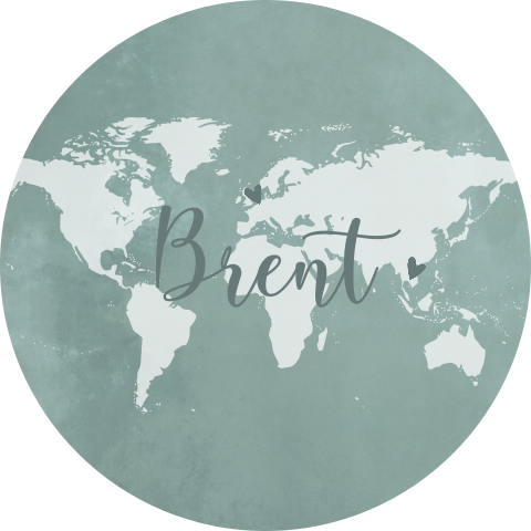 Sluitzegel geboorte jongen met wereldkaart