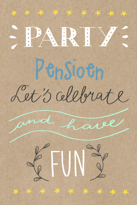 Uitnodiging pensioen handlettering