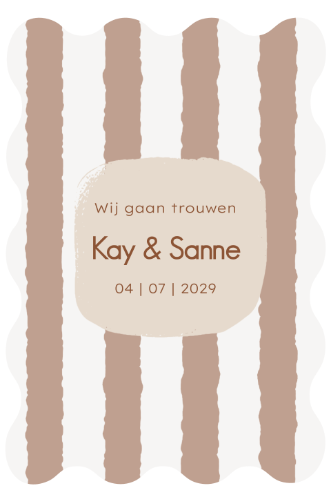 Biscuitvorm trouwkaart in aarde bruin tinten