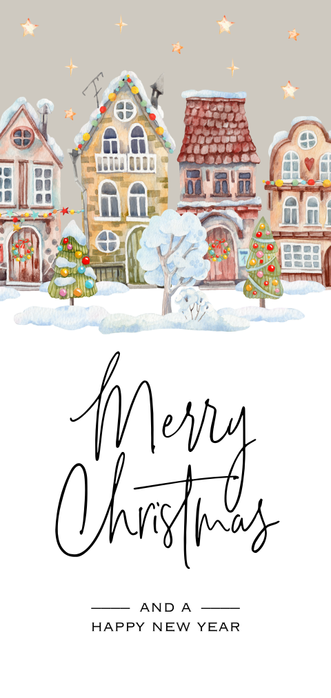 Verhuis en kerstkaart samen met huisjes