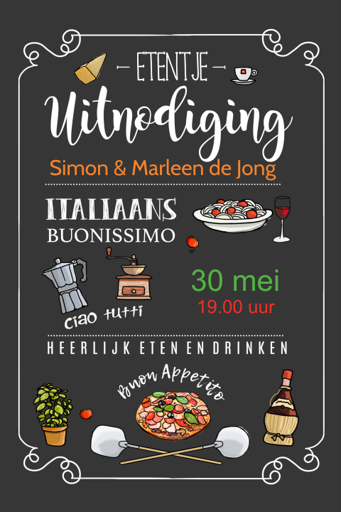 Leuke uitnodiging voor een italiaans etentje