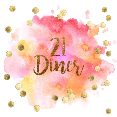 Uitnodiging 21 diner met gouden confetti