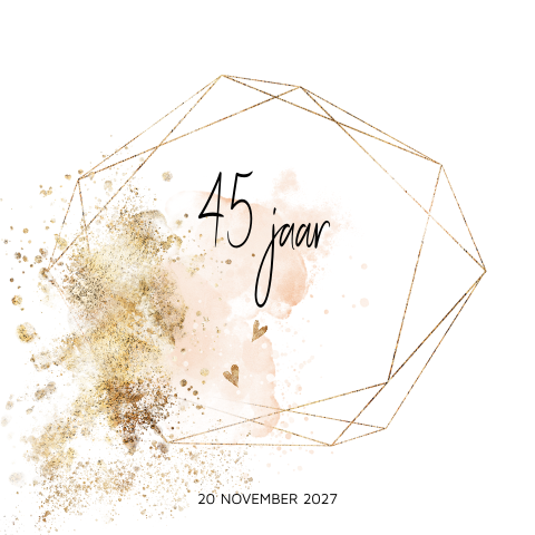 45 jarig getrouwd uitnodiging roze pastel met geometrische vormen