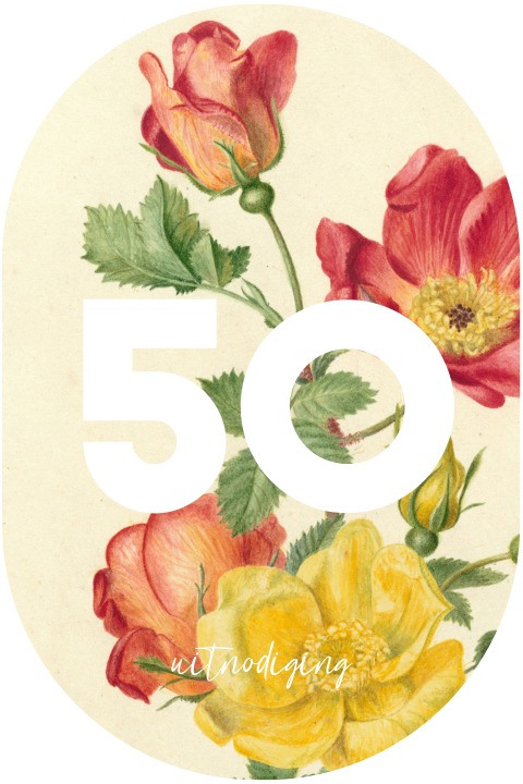 50 jaar uitnodiging vrouw in ovale vorm voor een verjaardag