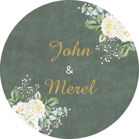 Sticker Trouw Sticker Trouwen met Namen en bloemen