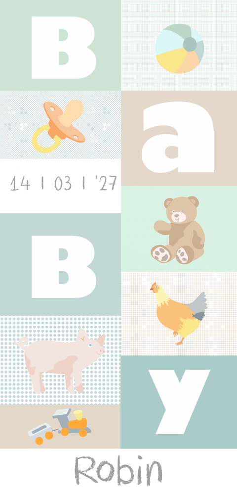 Geboortekaartje voor een jongetje met tekst baby