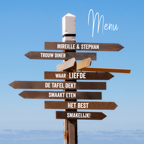 Menukaart Houten Wegwijzer