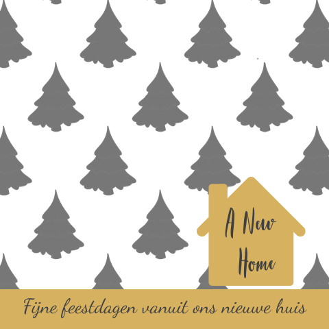 Hippe kerst verhuiskaart met kerstbomen