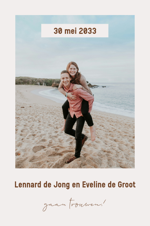 Save the date in bohemian stijl met ruimte voor een eigen foto